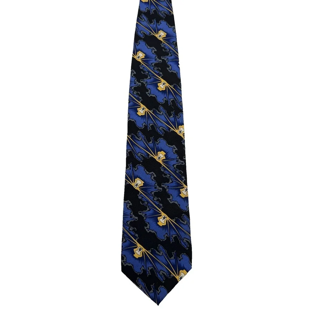 GRATEFUL DEAD Devil's Friend First Set Silk Tie Alien Blue Gold Vintage USA